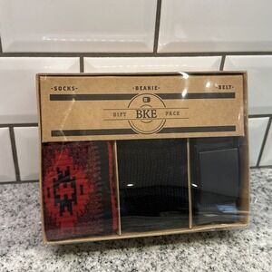 The Buckle BKEStore Gift Set Includes Red-Black Socks/Beanie-Stocking‎ Hat& Belt